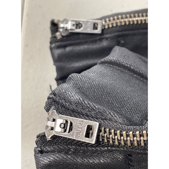 7 For All Mankind Pants Size 27 Darte Coated Boyfriend Jogger Pants Black Grunge - Picture 10 of 11